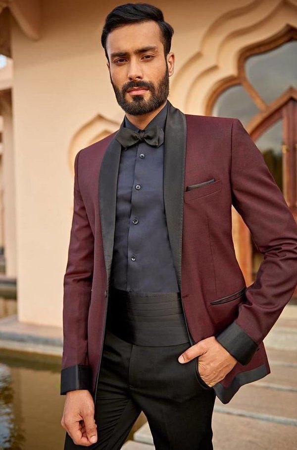 Italian Collar Maroon Coat Pant