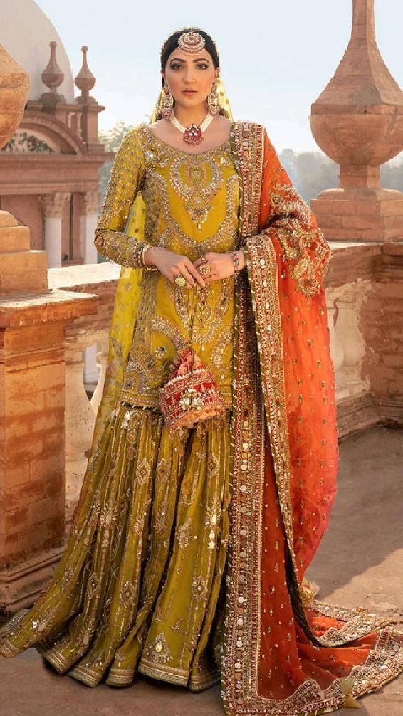 Lime Yellow Bridal Gharara