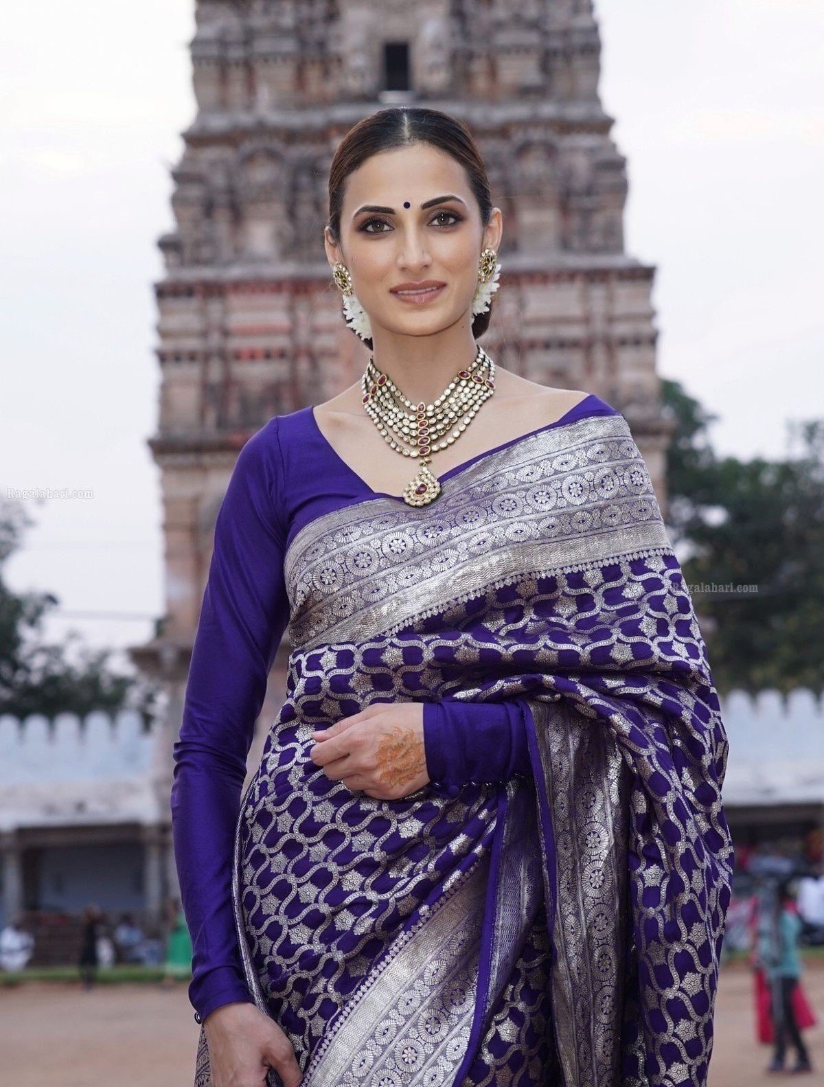 Georgette Bridal Purple Banarasi Saree