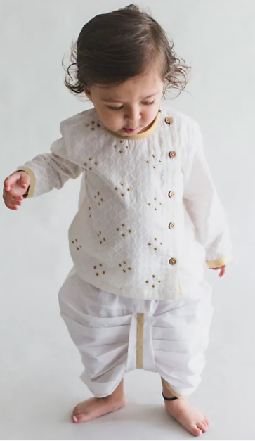 White Dhoti & Sherwani for Boys