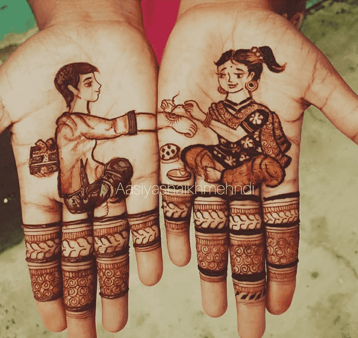 Merging Illustration Mehendi Design for Raksha Bandhan