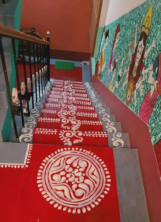 Durga Puja Rangoli for Bengali Homes