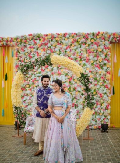 Haldi ‘Into the Sky’ Engagement Stage DecorationEngagement Stage Decoration