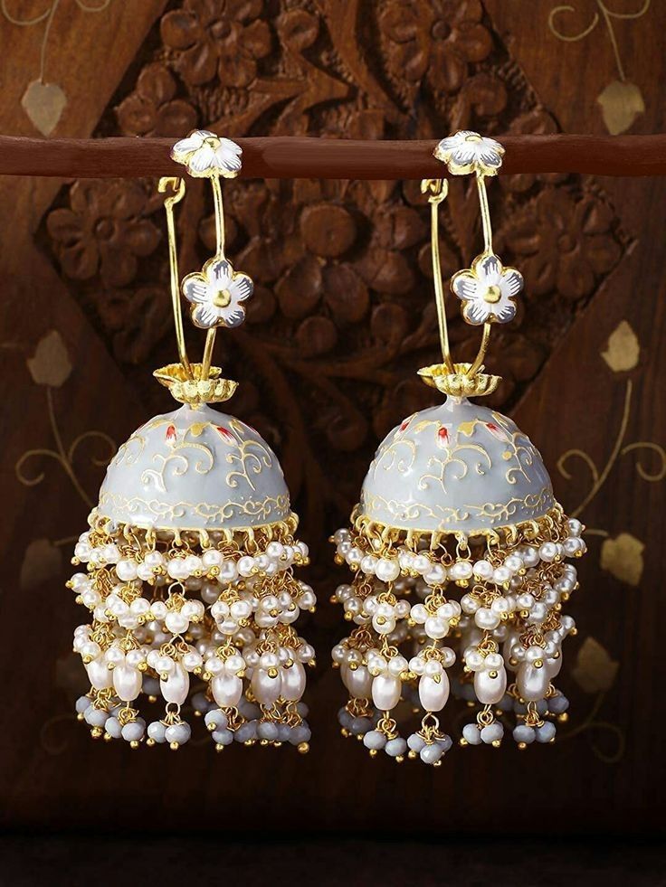 Meenakari Earring in Pearl Set