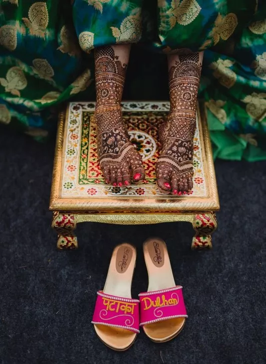 Biyer Piri Designs with Meenakari Work