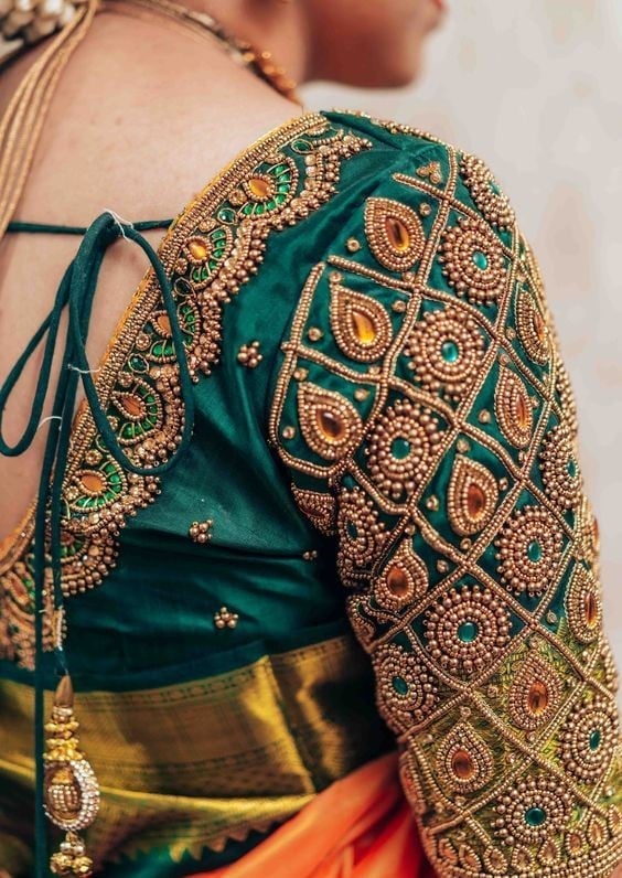 Brocade Geen Bridal Blouse Designs
