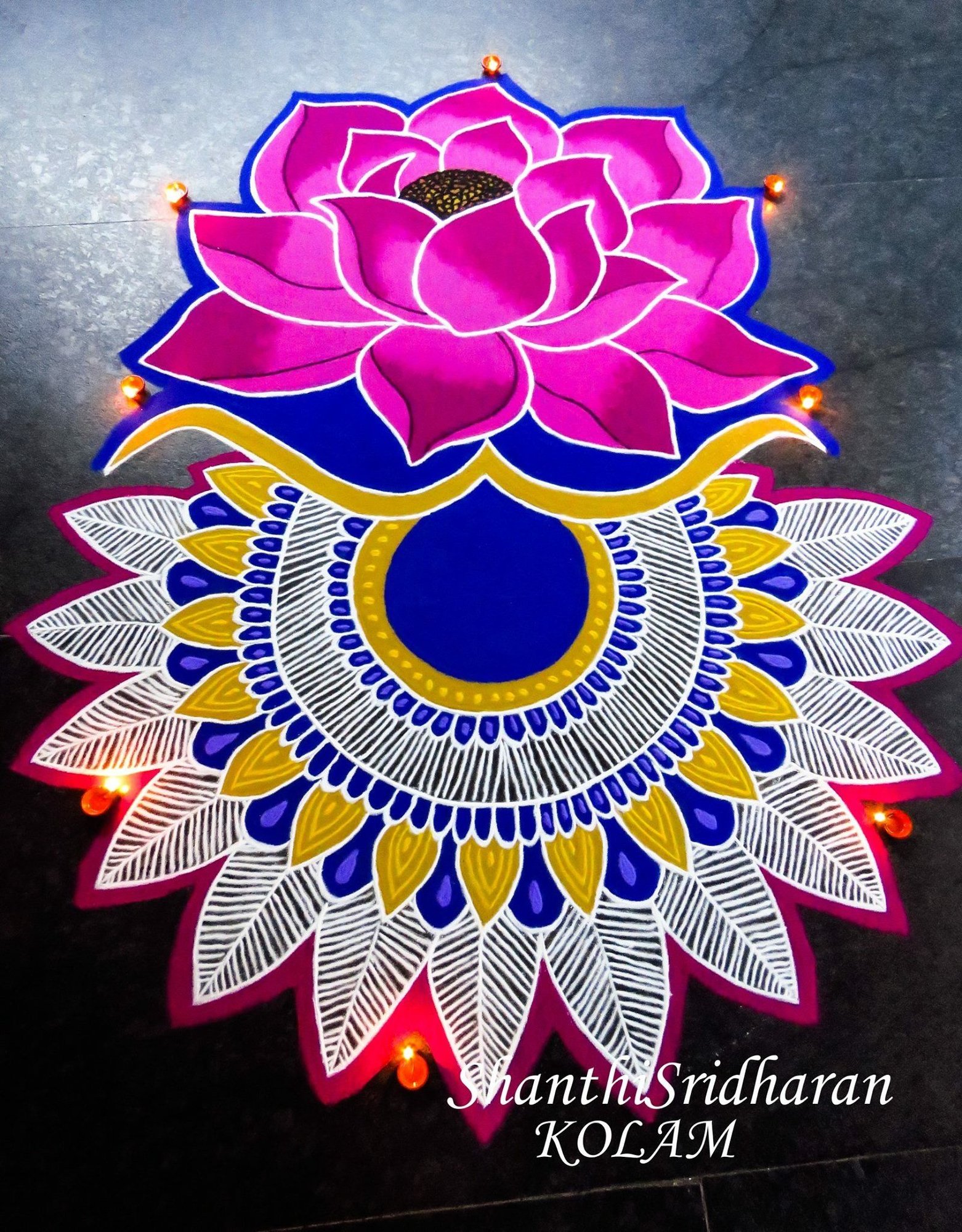 Lotus Rangoli Designs with Colours