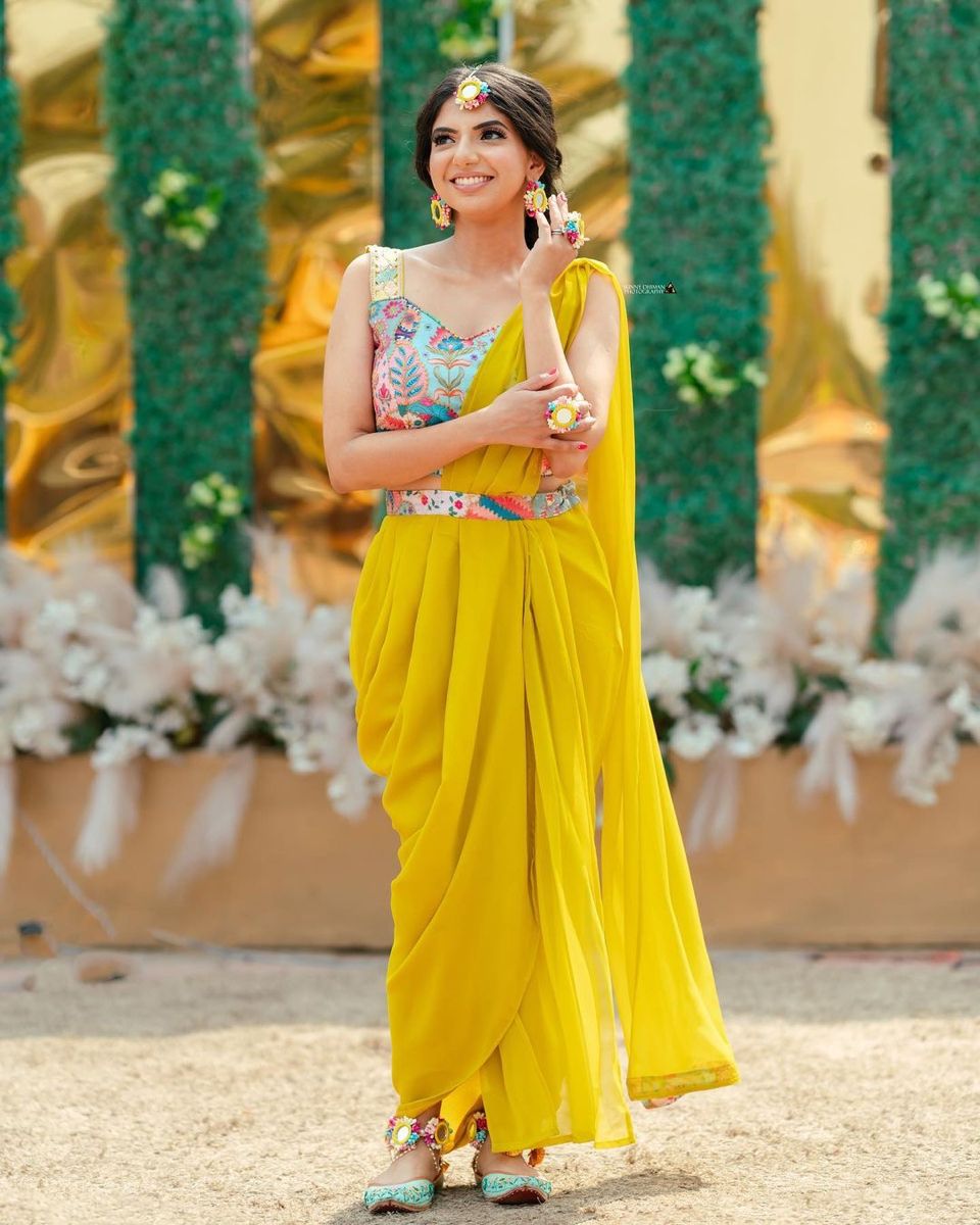 Haldi Ceremony Dhoti Saree