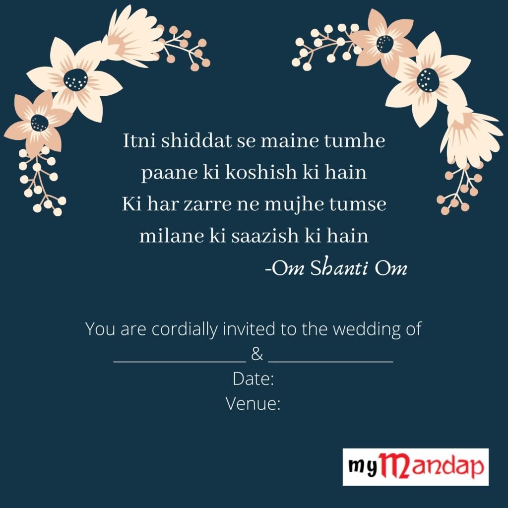 Bollywood Inspired Wedding Invitation Quotes
