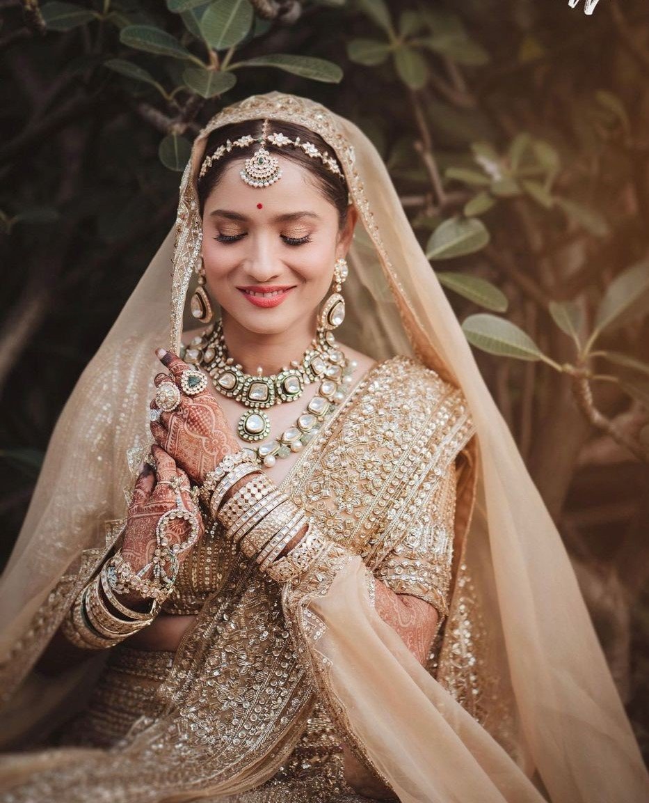 Double Dupatta Bridal Lehenga with Pleats