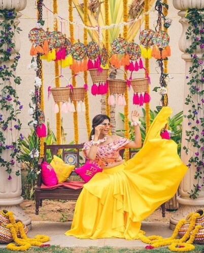 Basket Background Haldi Ceremony Decoration