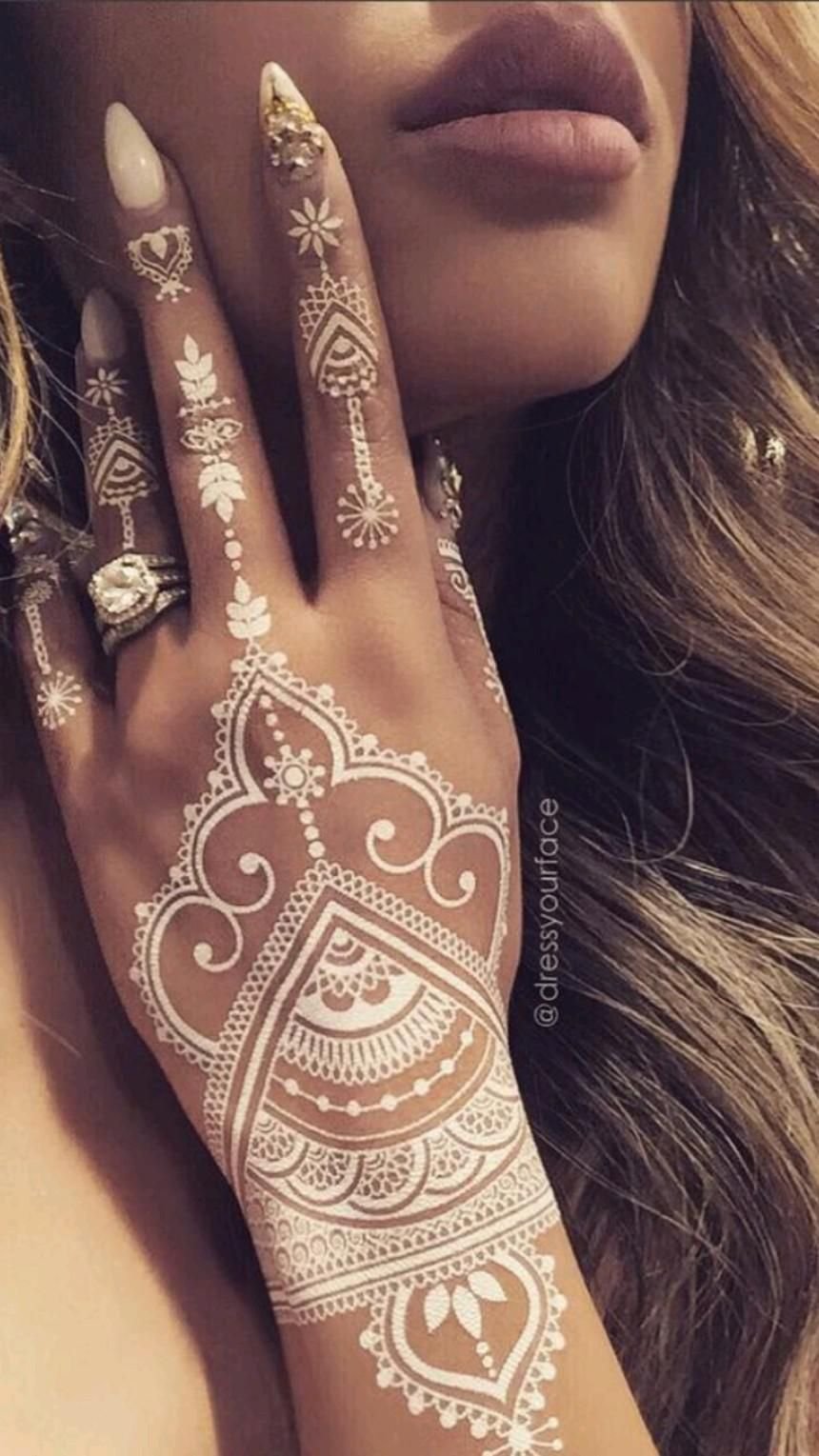 White Simple Henna Mehndi Design