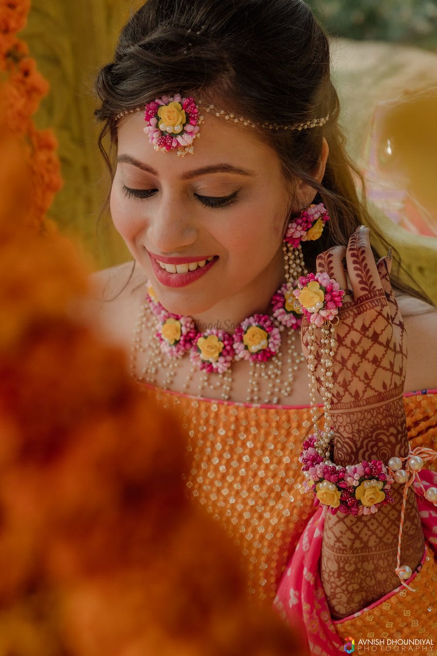 Haldi Flower Jewellery Set