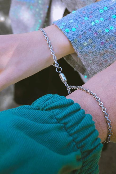 Joined Chains Couple Bracelet