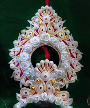 Bridal Mukut Red abd White Combination