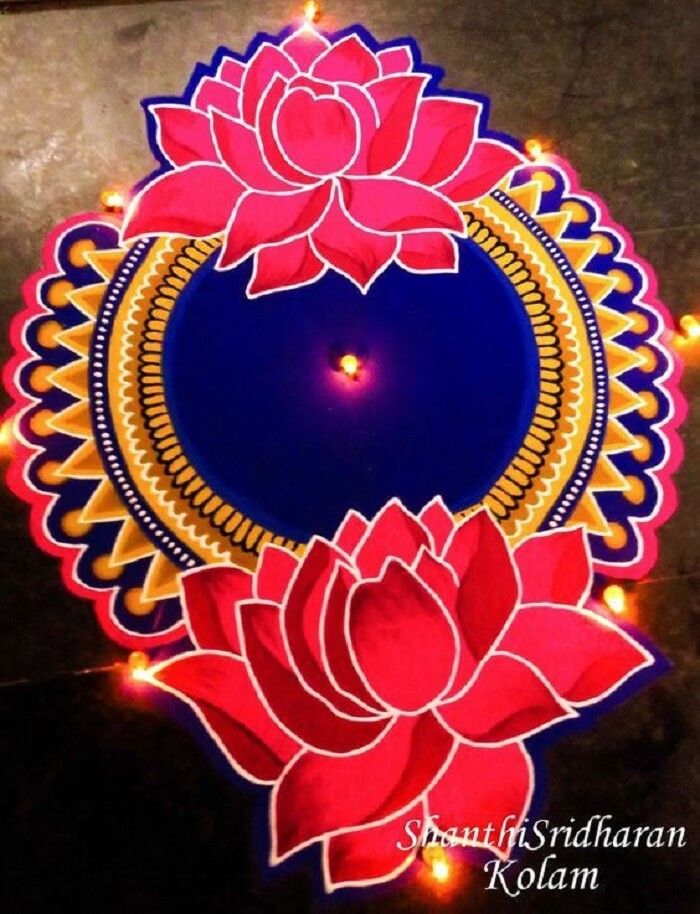 Lotus Rangoli Designs for Diwali