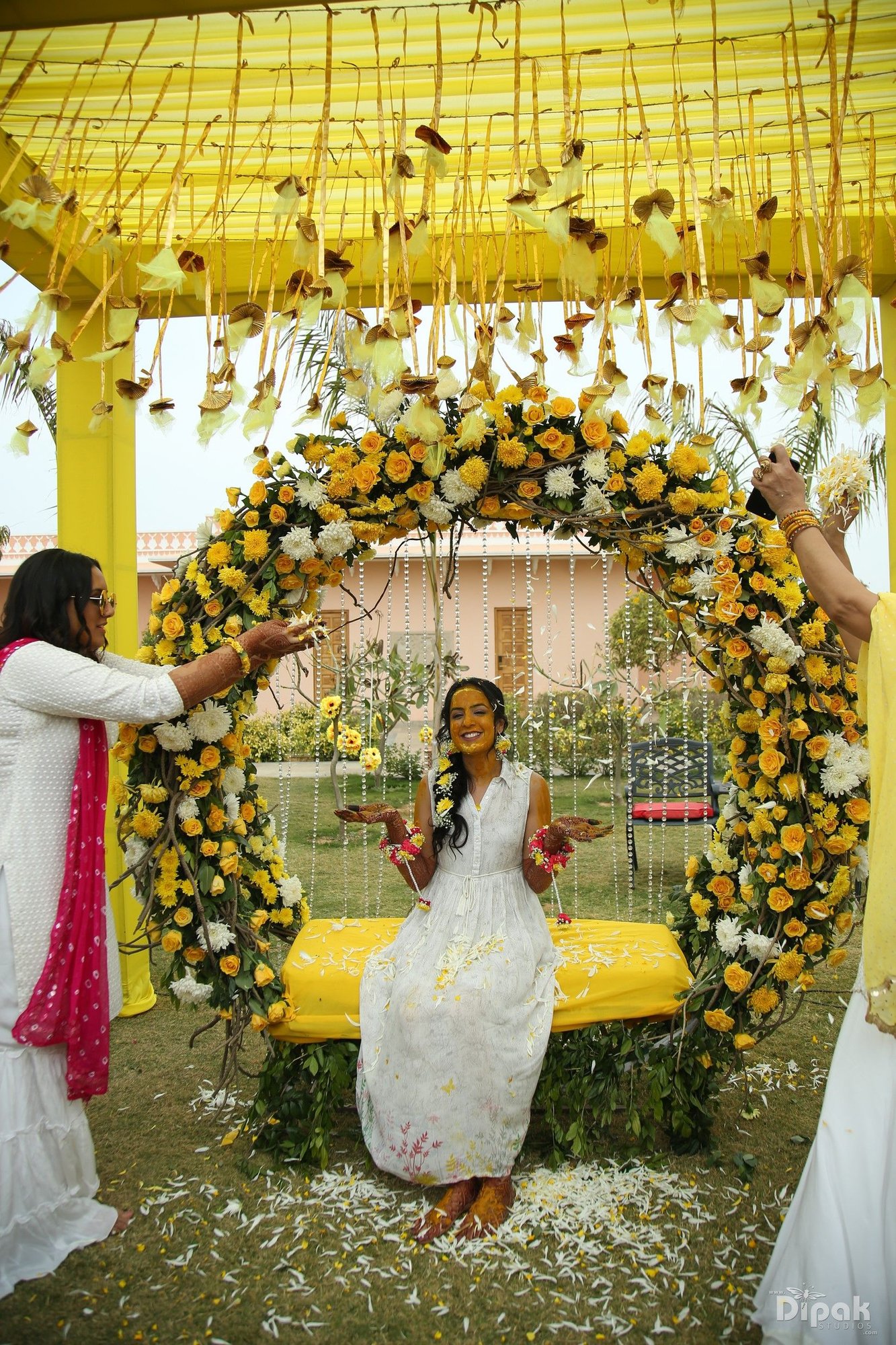 The Centre stage Background Haldi Ceremony Decoration