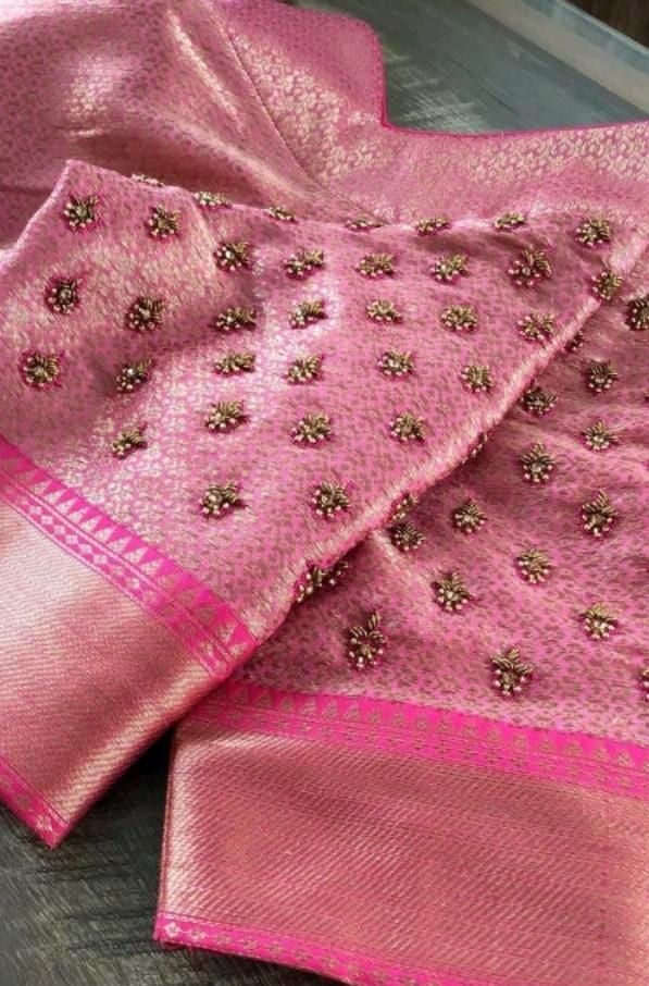 The Fish Scale Pink Wedding Blouse Designs
