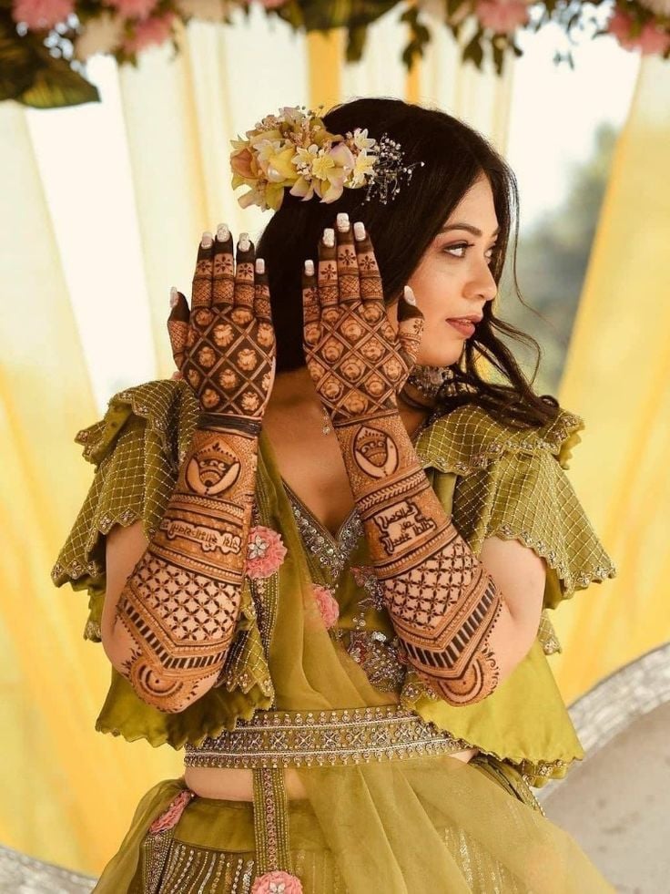 Quote and Name Mehendi Design for Engagement