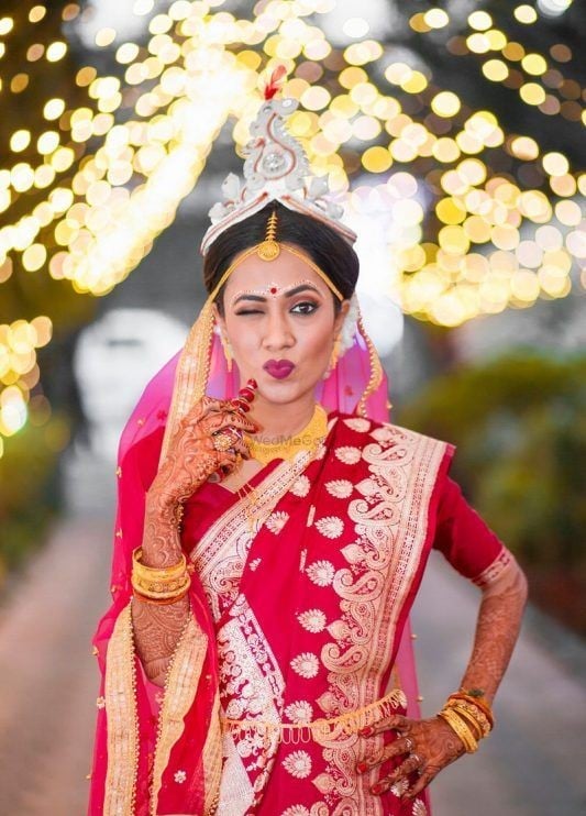 The Bridal Red Modern Bengali Wedding Saree
