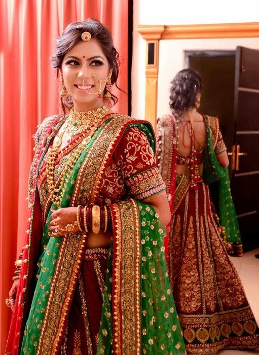 The Maharani Red and Green Bridal Lehenga