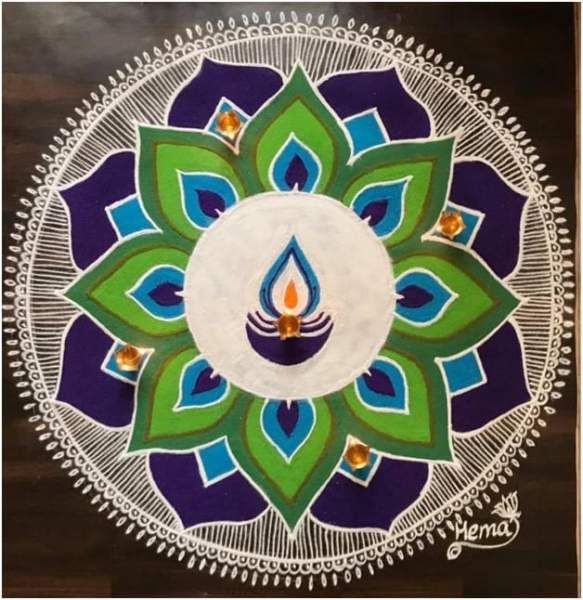Diwali Rangoli with ‘Diya’