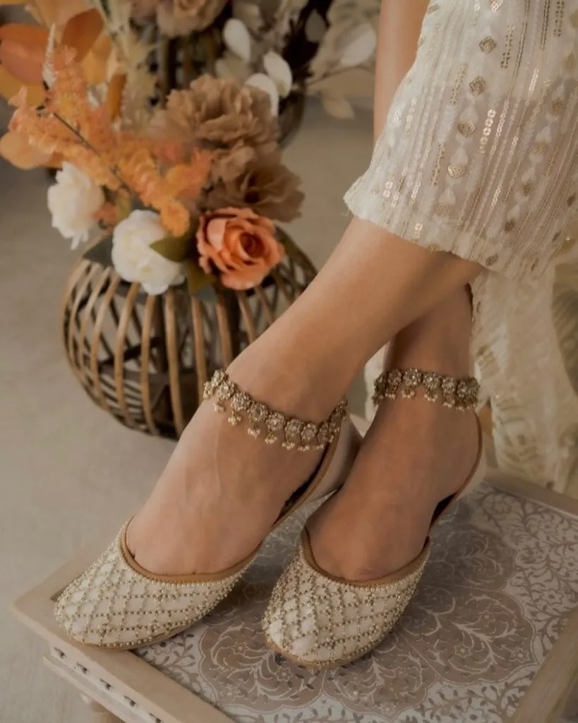 Floral Bridal Anklets with Pearls