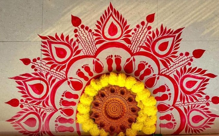 Rangoli Design with Flower Petals