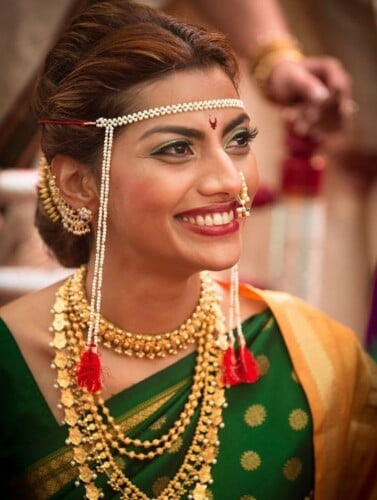 Rolled Locks Hairstyle for Marathi Bride