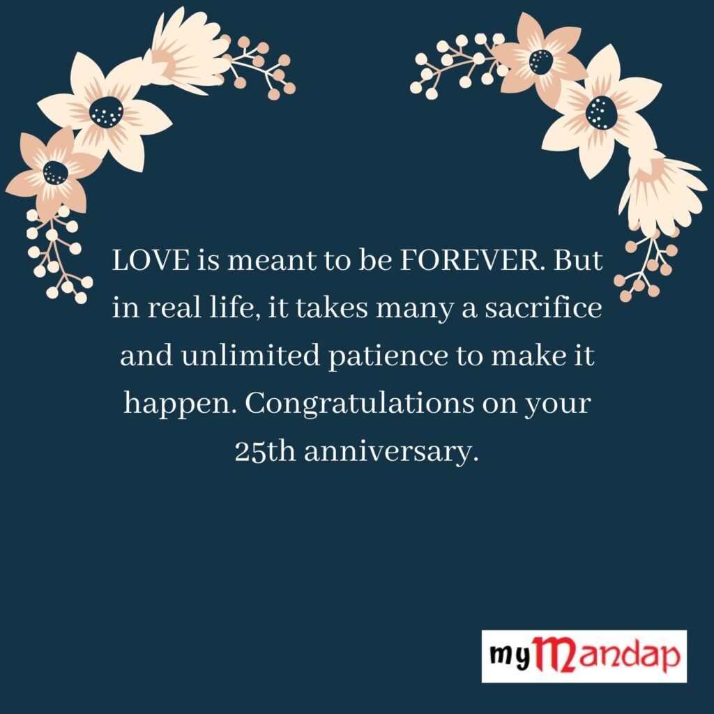 25th Wedding Anniversary Invitation Quotes for Husband