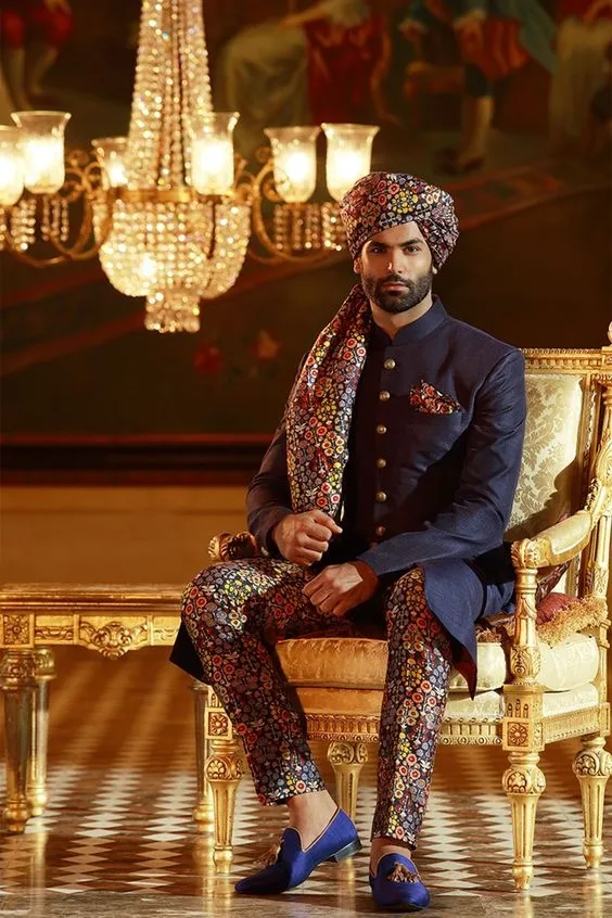 Black and Blue Sherwani Idea