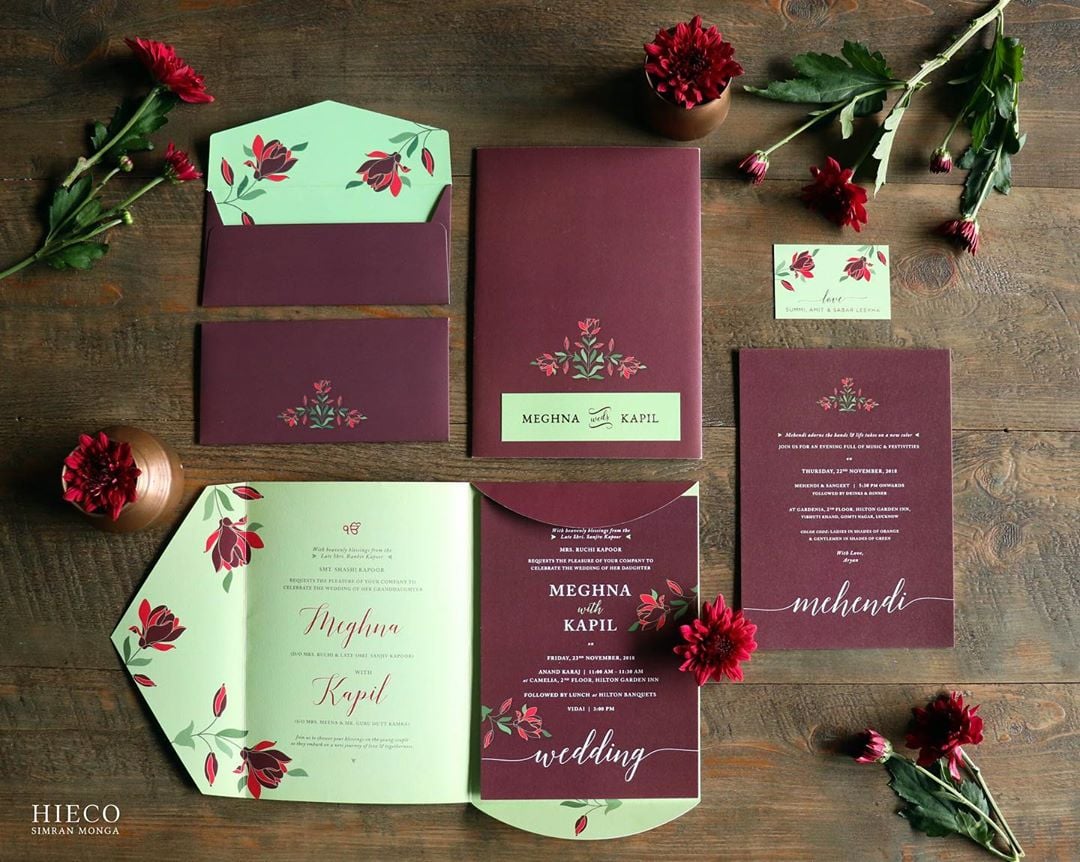 Pastel shade wedding invitation cards