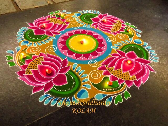 Free Hand Lotus Rangoli Designs