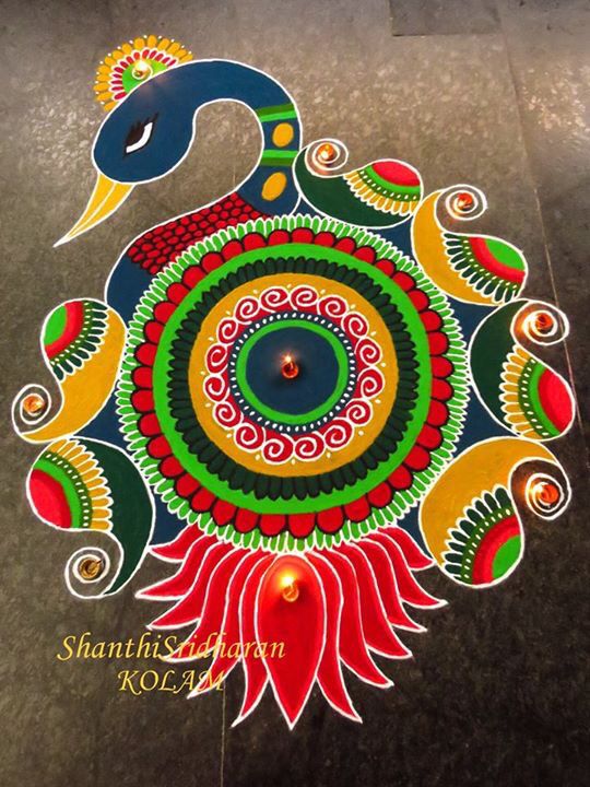 Diwali Mandala Peacock Rangoli Designs