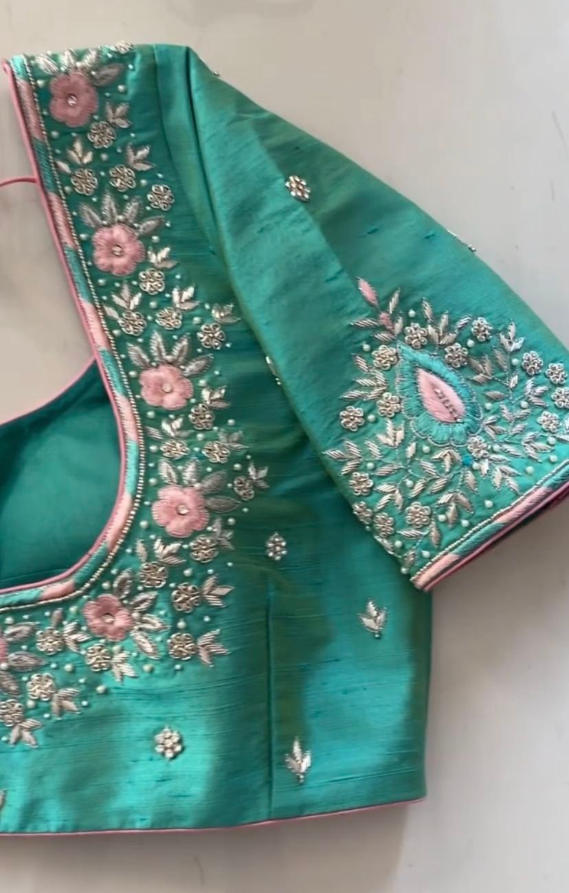 The Contrast Wedding Machine Embroidery Blouse Designs