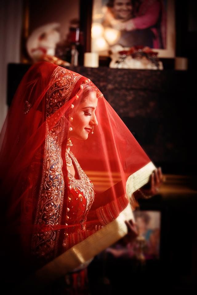 Solid Red Indian Wedding Veil