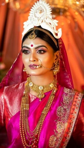 Pure White Bengali Bride Mukut Designs