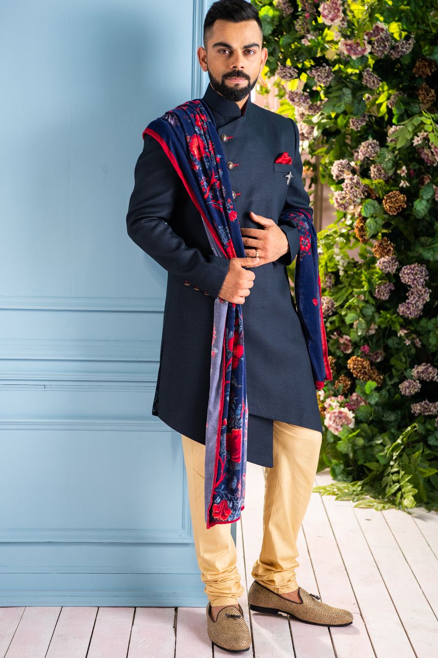 Red and Blue Sherwani Idea