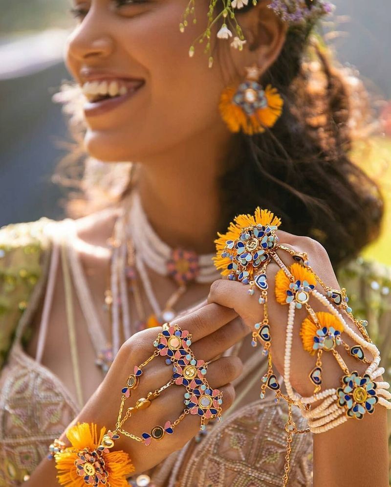 Haldi Flower Jewellery Set