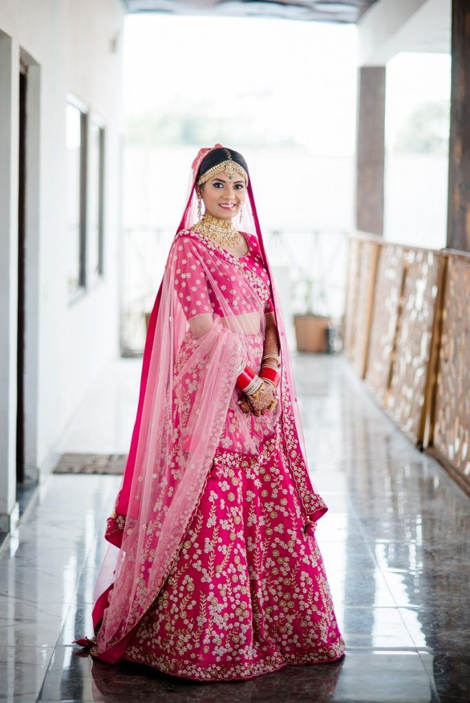 Aplique Magenta Bridal Lehenga