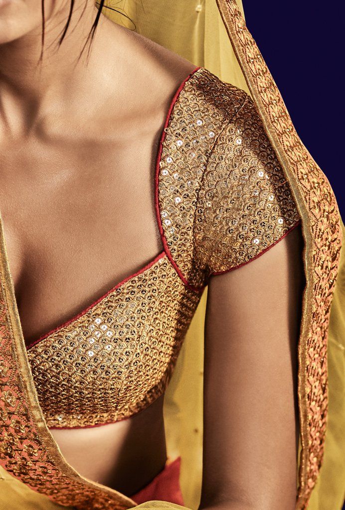 Golden Zarikari Red Prince Cut Blouse