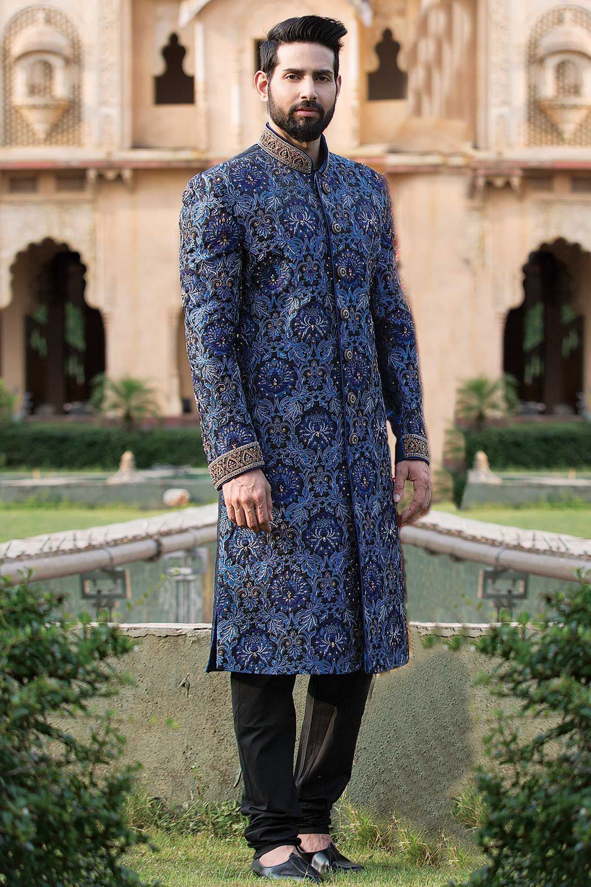The Plain Blue Sherwani Idea