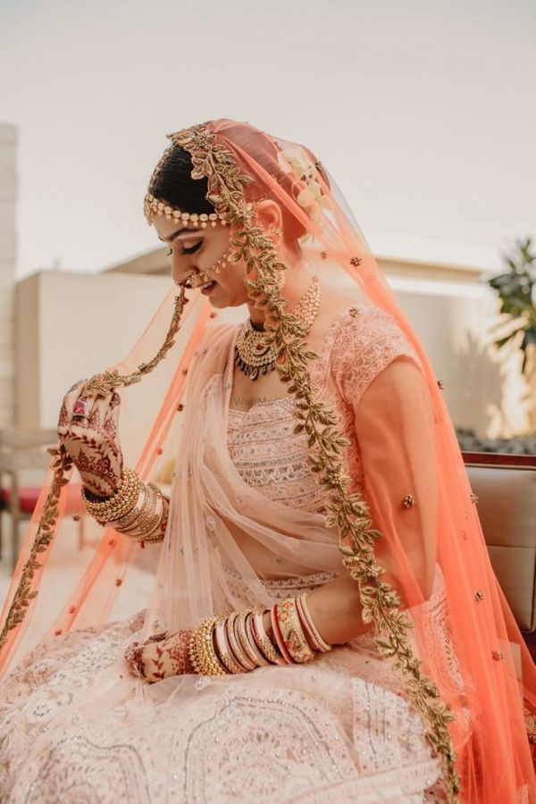 Peach Bridal Suits with Heavy Dupatta with Price