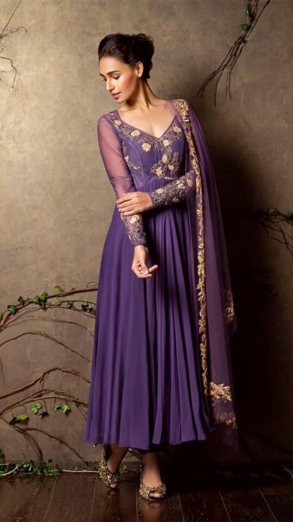 Lilac Net Anarkali Kurti with Dupatta