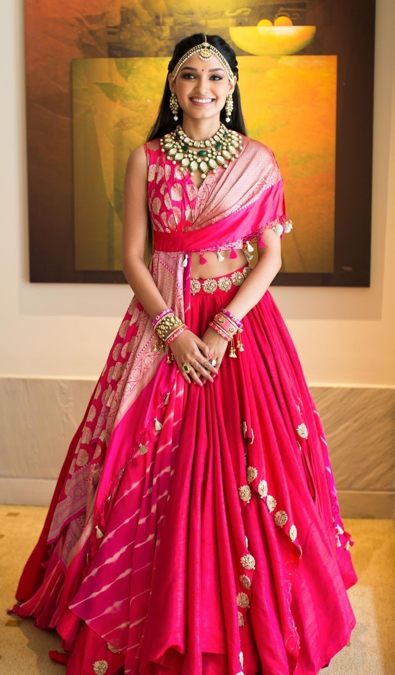 Pastel Pink Banarasi Lehenga