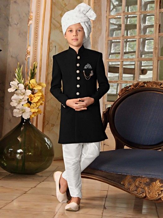 Classic Black Sherwani for Boys