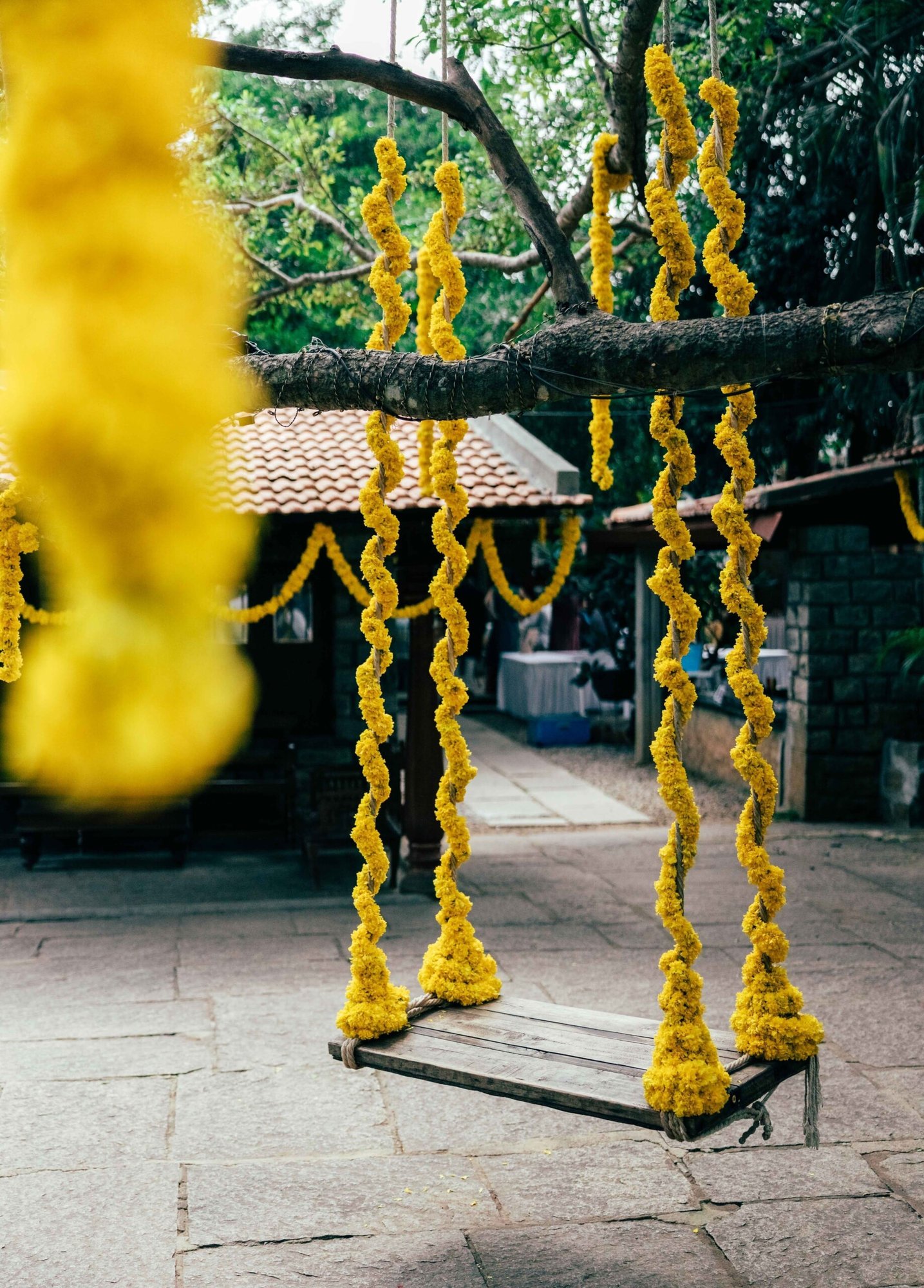 Wooden Swing Pelli Mandapam decoration