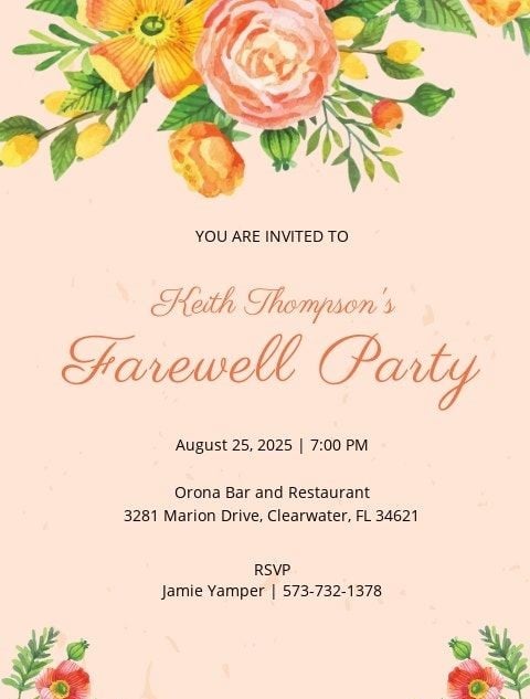 Farewell Party Invitation Card Design