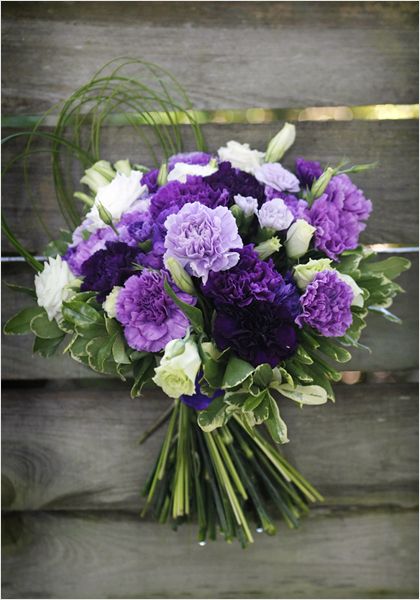 Eternal Elegance Bridal Bouquets: Purple Roses and Carnations