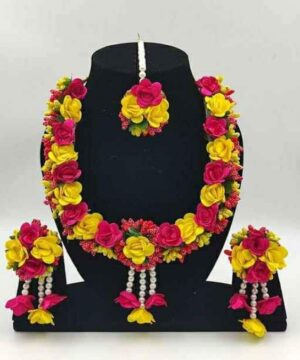 Bridal Haldi Mehndi Flower Jewellery Set